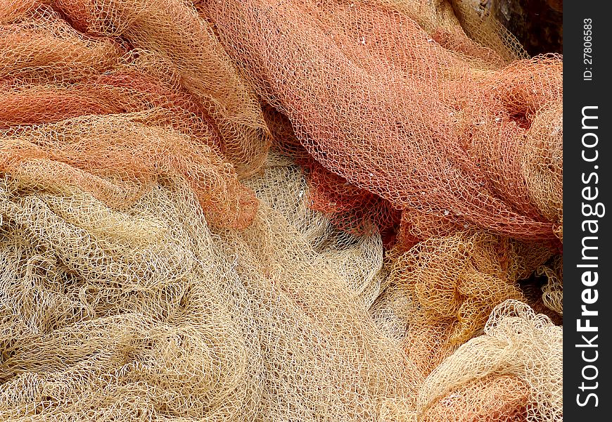 Detail of some colored fishing nets