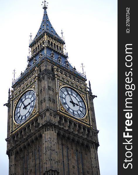 Big Ben clock tower in London. Big Ben clock tower in London.