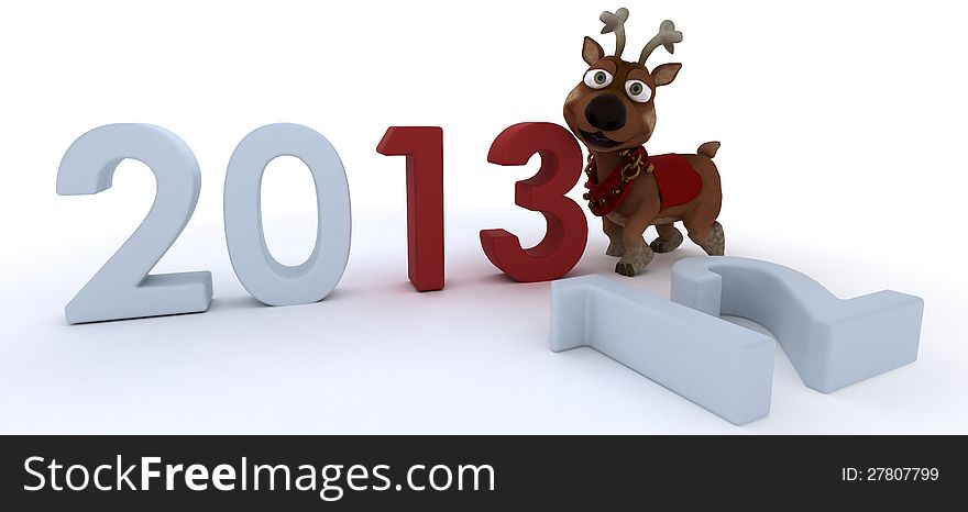 Cute Reindeer Charicature Bringing In The New Year