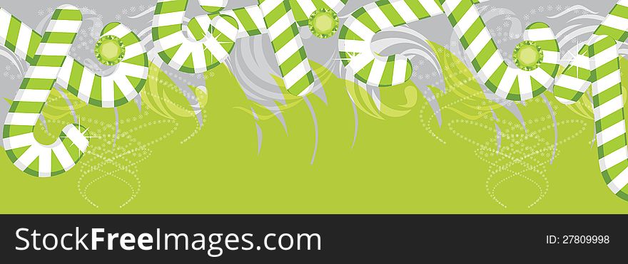 Christmas garland with candy canes. Decorative border. Illustration. Christmas garland with candy canes. Decorative border. Illustration