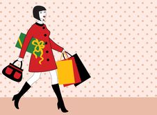Woman With Shopping Bag And Gift Royalty Free Stock Photo Woman With Shopping Bag And Gift Royalty Free Stock Photo