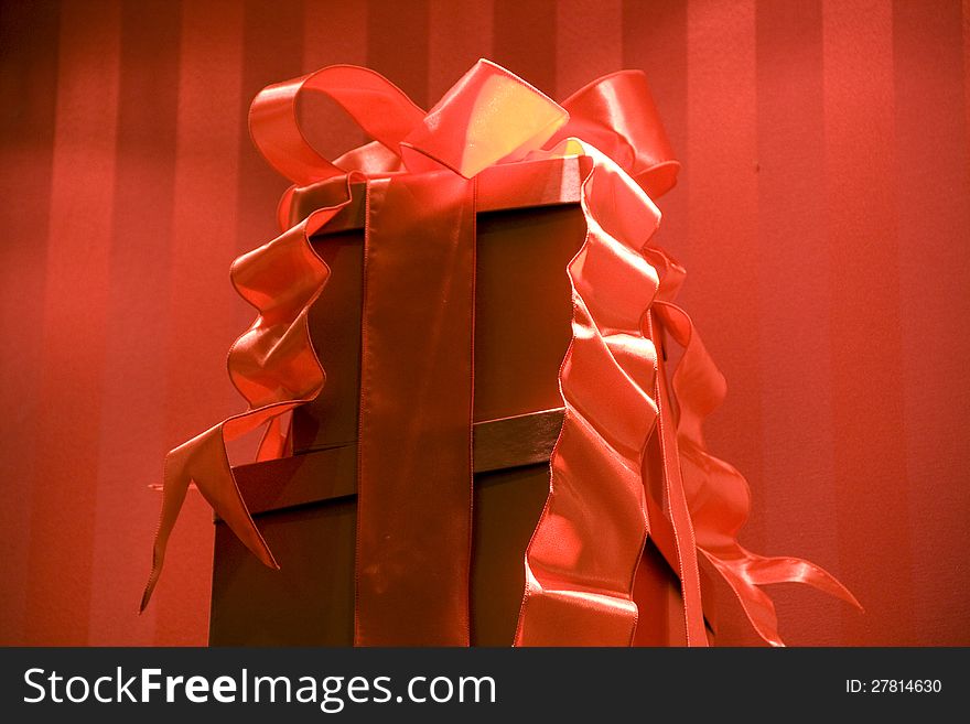 Red gift boxes with red background