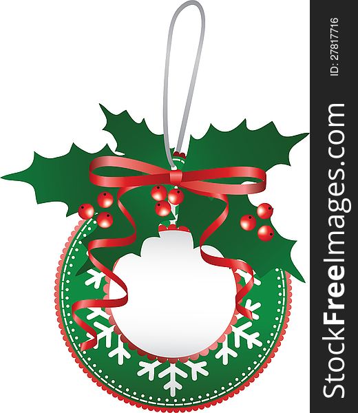 Christmas paper bauble with holly berry