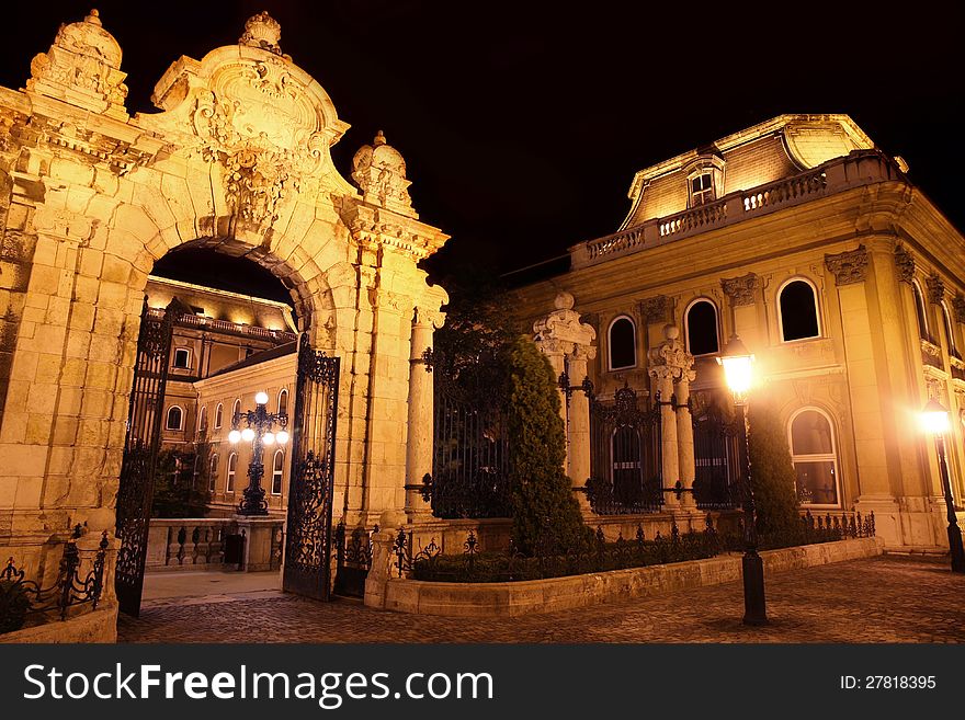 Shot of night Buda Castle in Budapest, Hungary