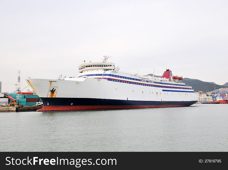 A cruise ship docked in Weihai Port，Shandong,china