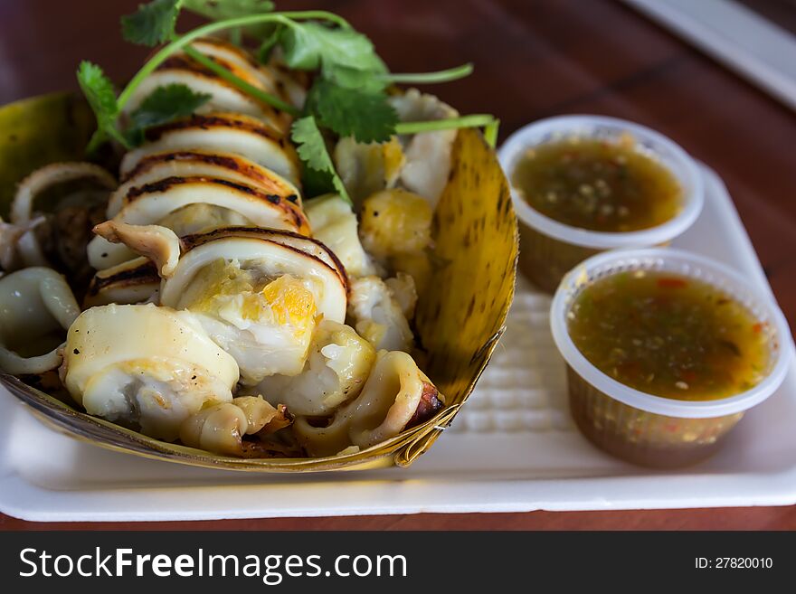 Grilled squid at Bangklamarket from Thailand. Grilled squid at Bangklamarket from Thailand.