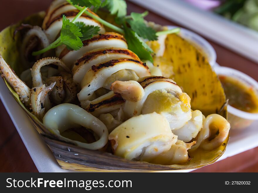 Grilled squid at Bangklamarket from Thailand. Grilled squid at Bangklamarket from Thailand.