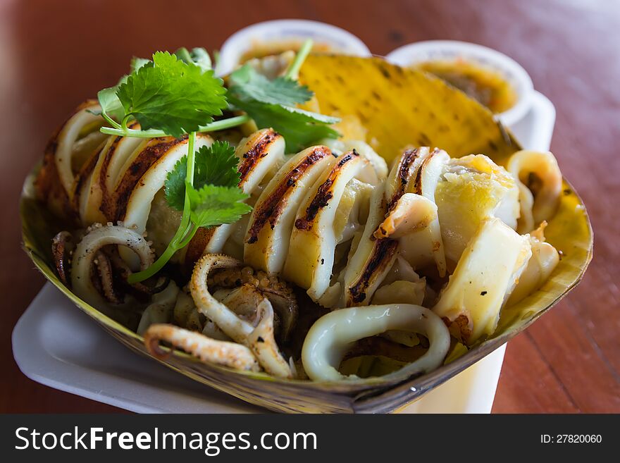 Grilled squid at Bangklamarket from Thailand. Grilled squid at Bangklamarket from Thailand.