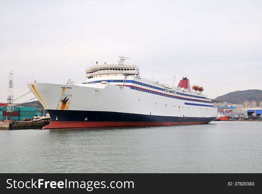 A cruise ship docked in Weihai Portï¼ŒShandong,china