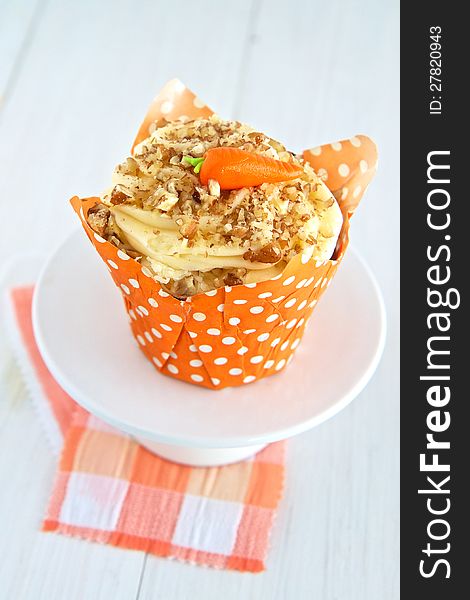 Carrot Cake Cupcake on a stand