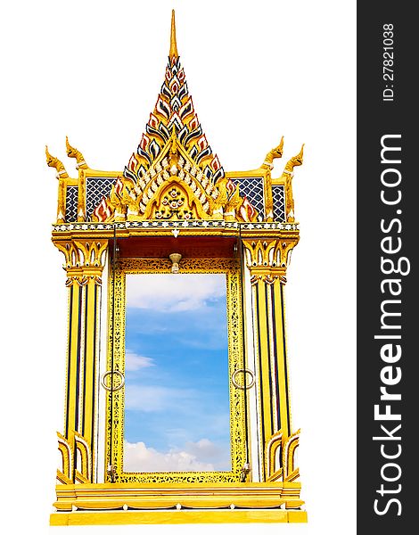 Thai temple window isolated on white background.