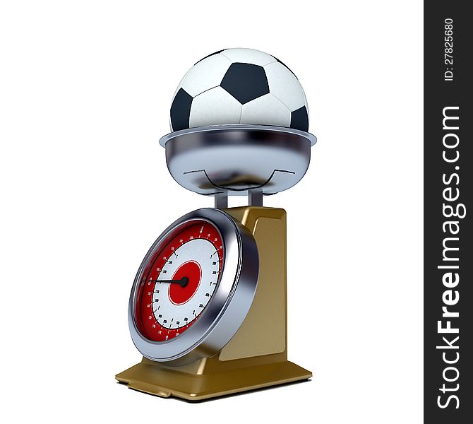 High resolution 3d render of soccer ball on  the balance. High resolution 3d render of soccer ball on  the balance