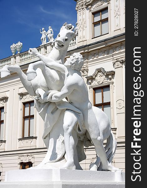 Statue at the Baroque castle Belvedere in Vienna, Austria