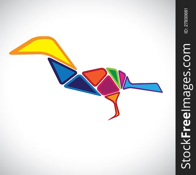 Abstract illustration of a colorful bird in 3d