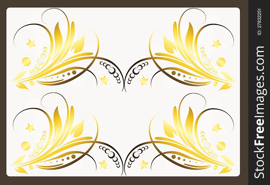 Floral design in golden color on white background