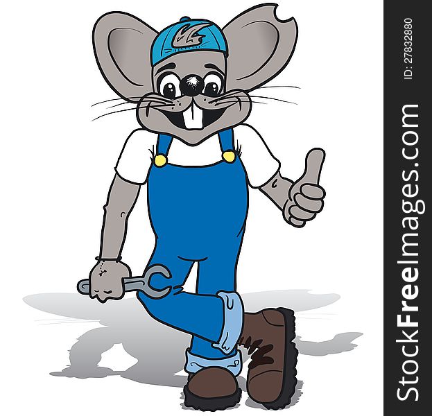 Cartoon illustration of a repairer mouse
