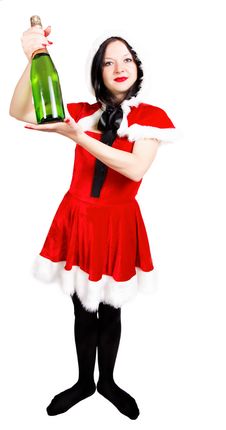 Girl With Champagne At Christmas Stock Image Girl With Champagne At Christmas Stock Image