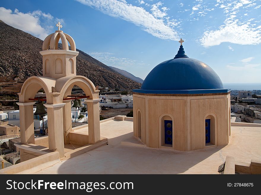 Old Church and bell Santorini island, Greece