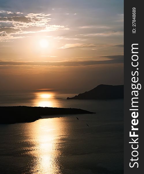 Caldera Santorini Island At Sunset