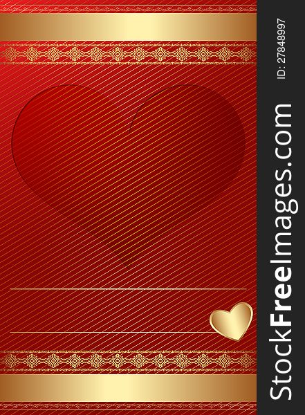 Golden vector vintage template with heart. Golden vector vintage template with heart.