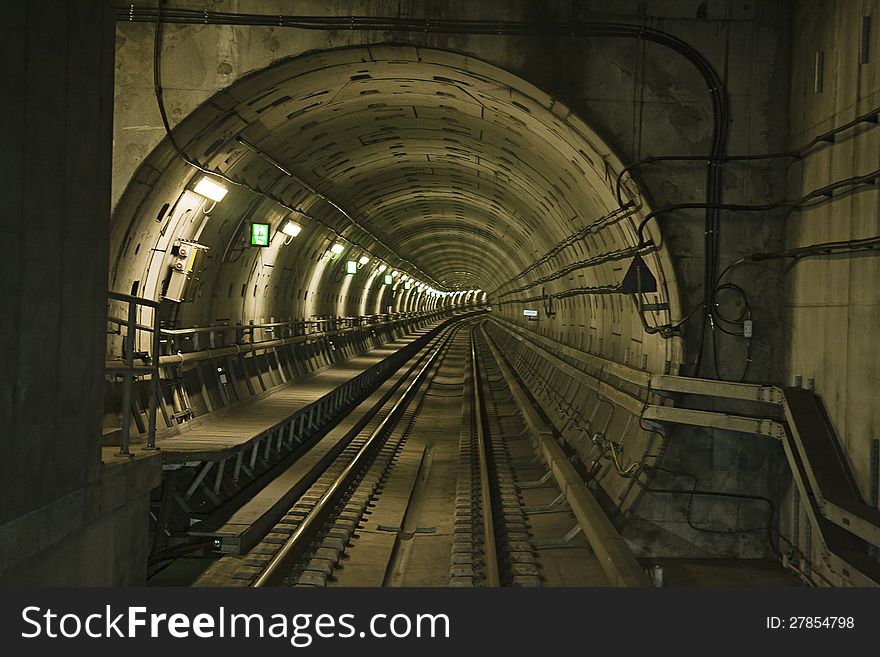 View from windscreen of Copenhagen subway train. View from windscreen of Copenhagen subway train