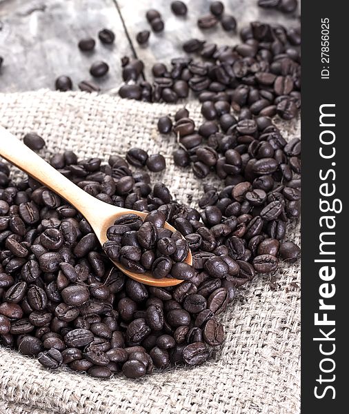 Coffee beans in vintage setting