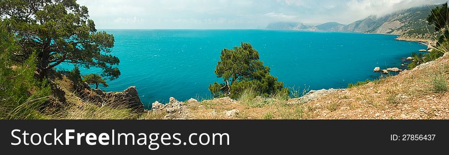 Panoramic views of the Black Sea harbor, a place of sunken ships. Panoramic views of the Black Sea harbor, a place of sunken ships