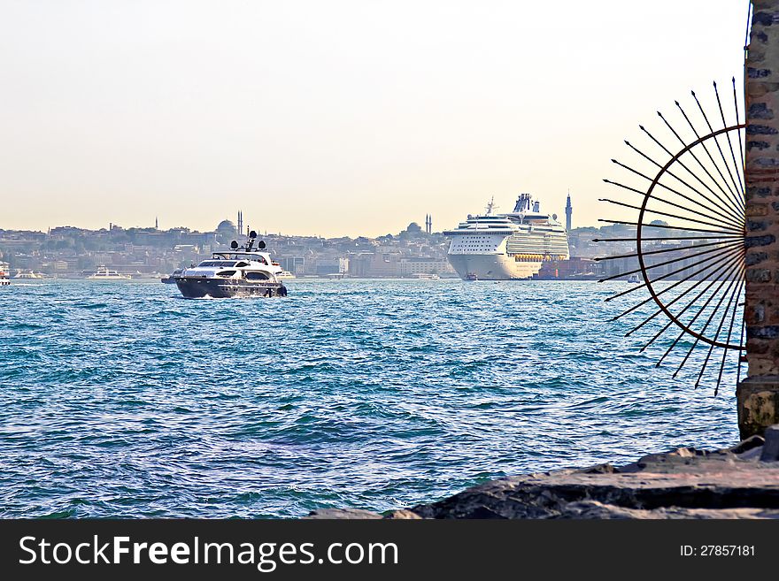 Cruise ship in the Istanbul harbor