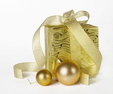 Gifts Box With Christmas Balls Isolated On White Stock Photography Gifts Box With Christmas Balls Isolated On White Stock Photography