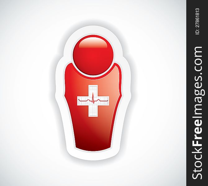Red glossy doctor icon.Vector