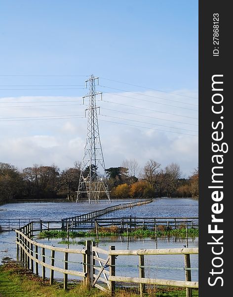 Floodplain under water at West Parley,. Floodplain under water at West Parley,