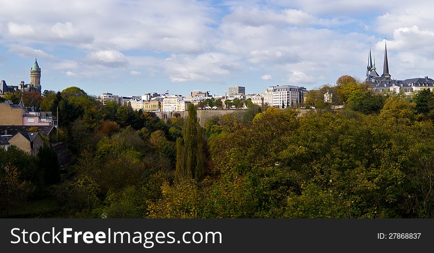 The Luxembourg downtown taken from the central bridge