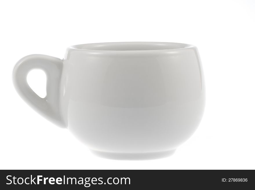 White porcelain cup on a white background