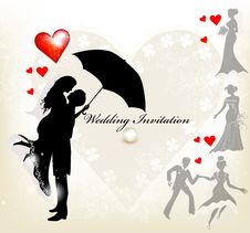 Design Of Wedding Invitation With Silhouette Royalty Free Stock Images Design Of Wedding Invitation With Silhouette Royalty Free Stock Images