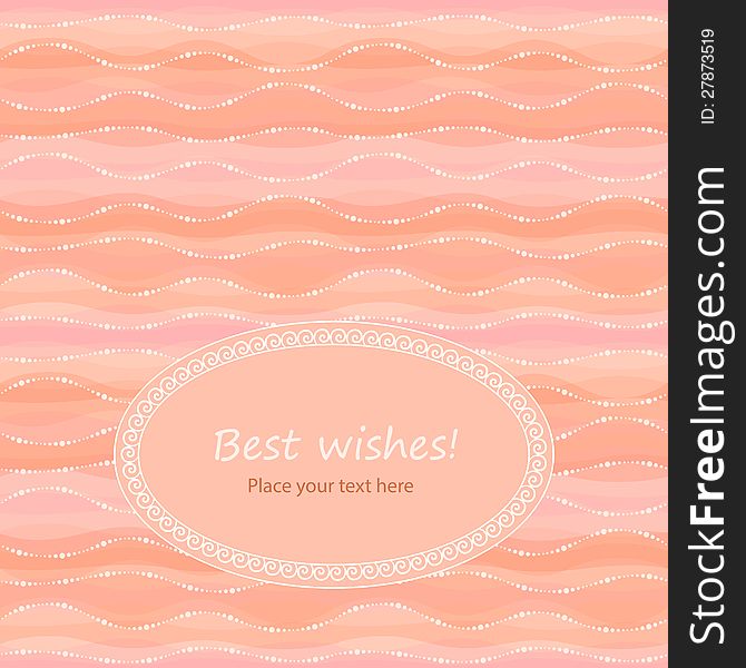 Greeting card in light-coral colors, with text frame