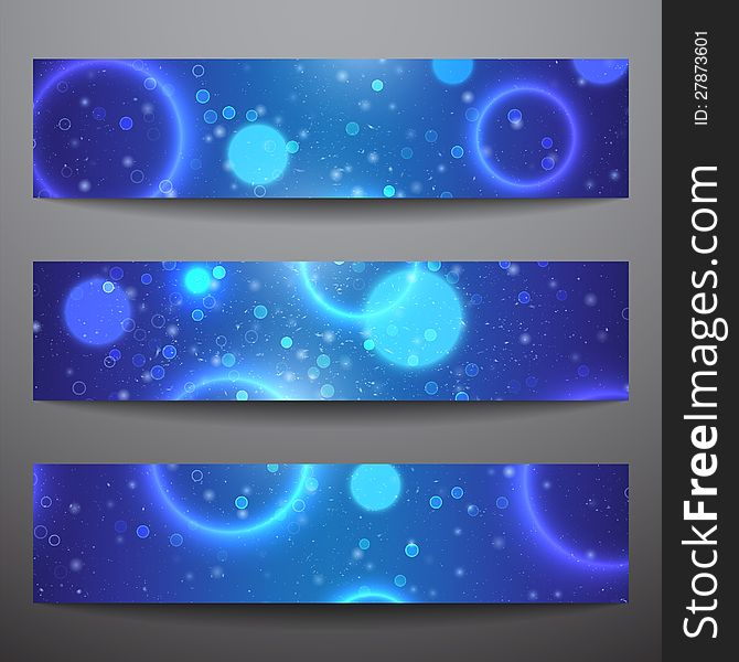Set of vector web banners. Blue background. Technological background. Business background. Abstract background