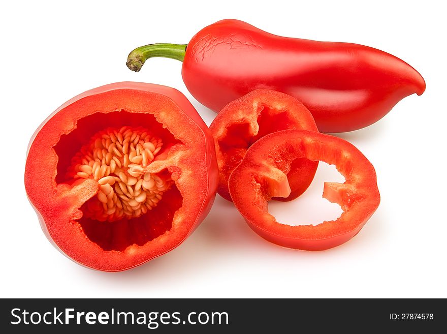 Pepper cut on white background