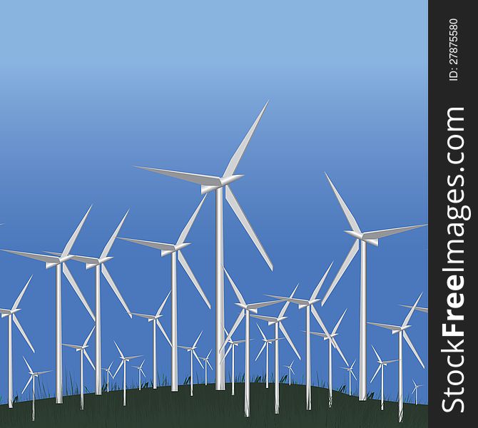 Wind Alternative energy station, seamless Green ecology concept, vector illustration.