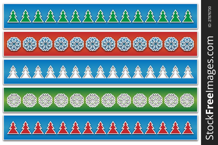 Christmas abstract background with colored slips adorned with trees and snowflakes. Christmas abstract background with colored slips adorned with trees and snowflakes