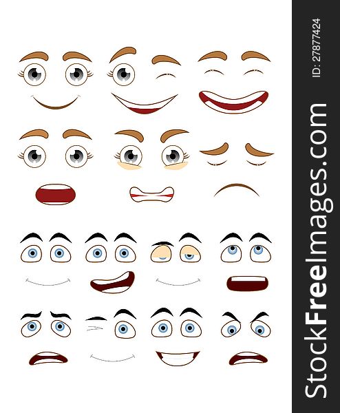 Illustration of the character face expression. Illustration of the character face expression