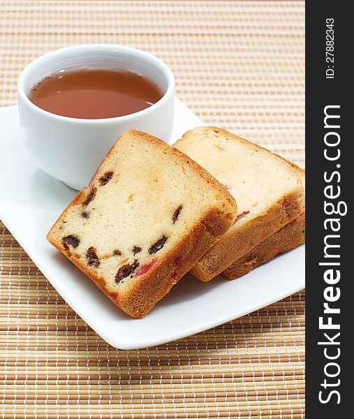 Fruitcake isolated on white background