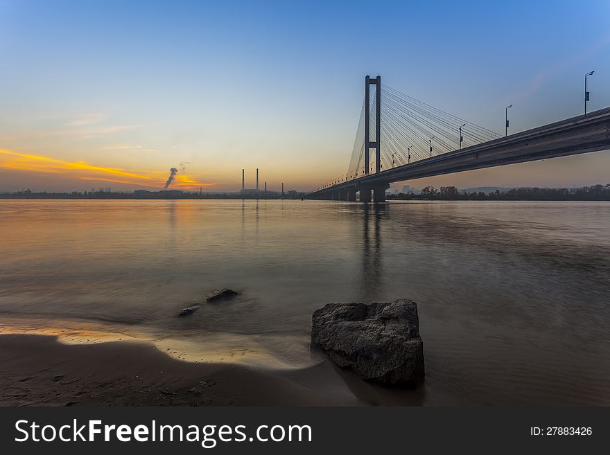 South Bridge at dawn. Ukraine. Kiev.