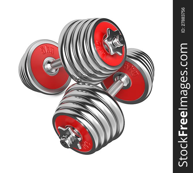 Iron Dumbbells Weight On White Background. 3d