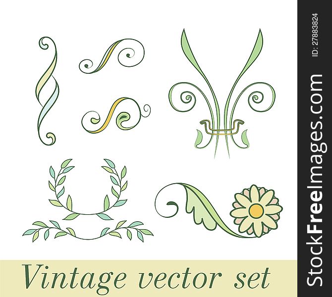 Vintage set flowers vector eps