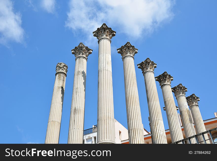 Ancient columns of the Roman temple in Cordoba