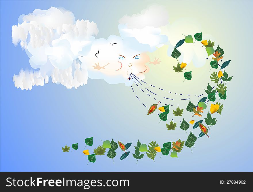 Abstract illustration showing whirling leaves