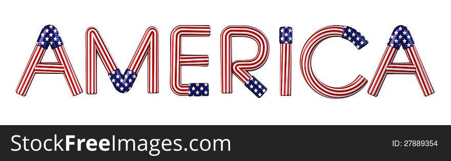 America text with American flag texture.
