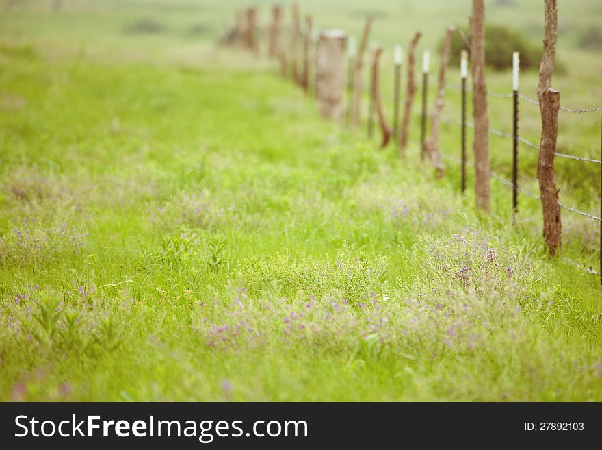 Landscape photo of fence on the prairie. Landscape photo of fence on the prairie