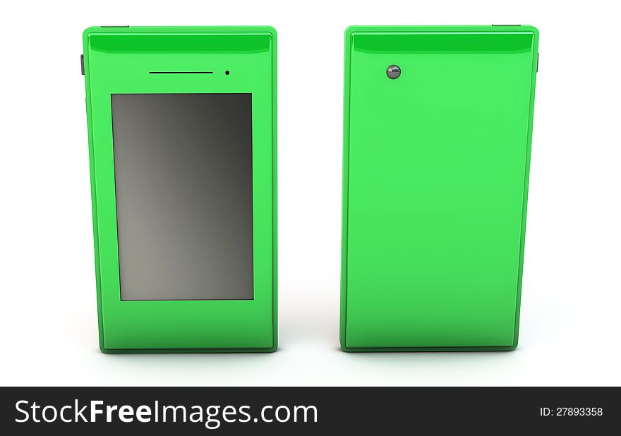 Green Smartphone on white background. Green Smartphone on white background