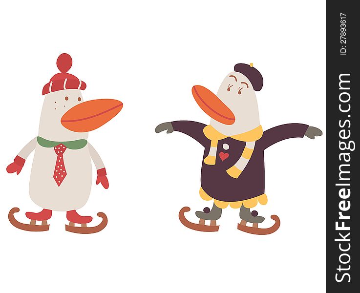 Vector christmas penguins